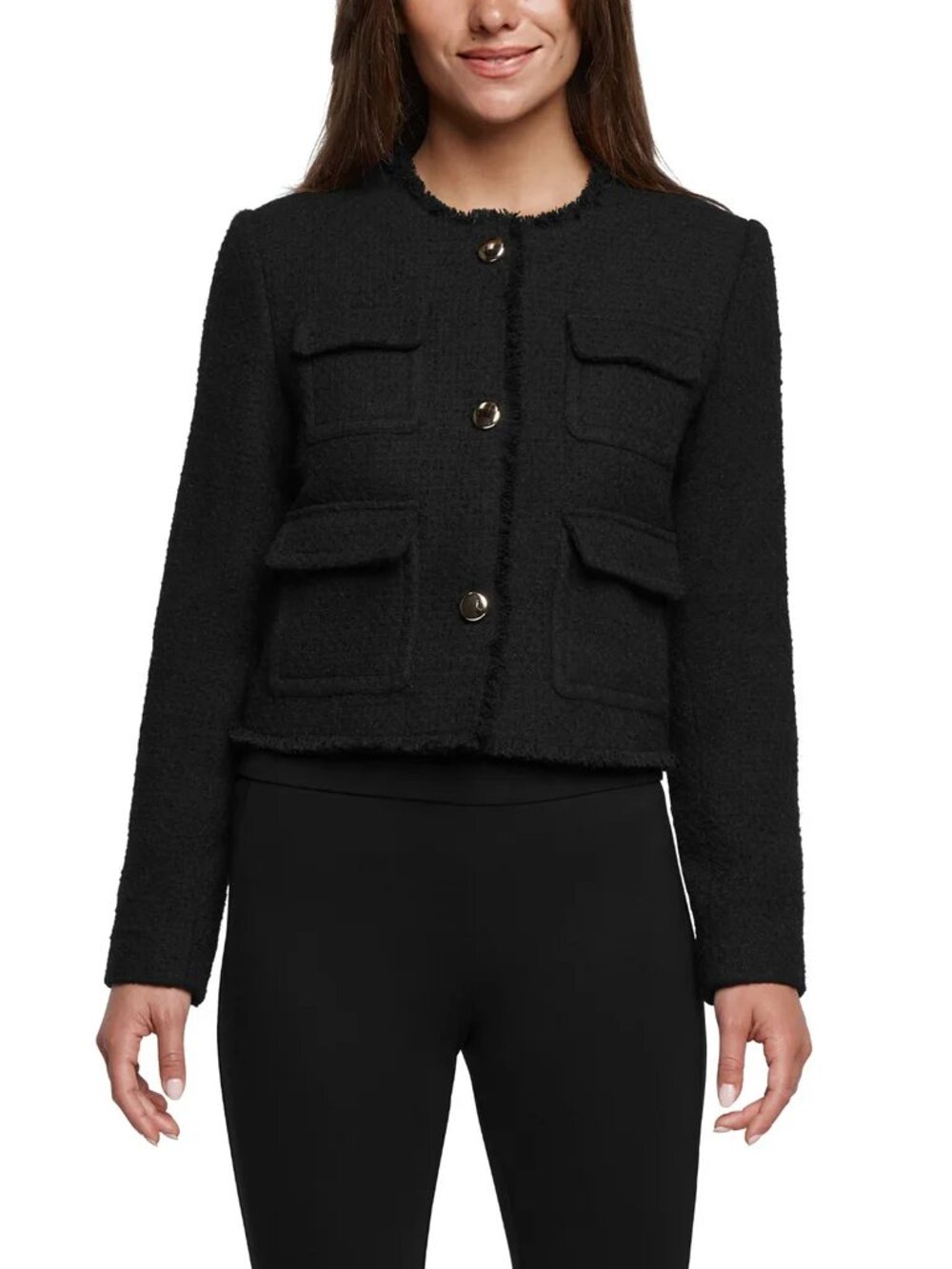 Express Women’s Boucle Blazer Jacket Tweed Style Business Casual Work Black -NWT